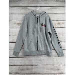 Sun Diego California Bear Logo Full Zip Hoodie Sweatshirt Mens Medium Gray
